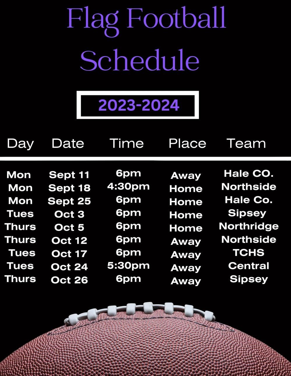 Flag Football Schedule